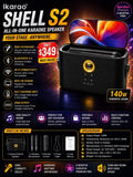 Ikarao Portable Karaoke Machine, 2 Wireless Mics, 140W Speaker, TV Connect, App