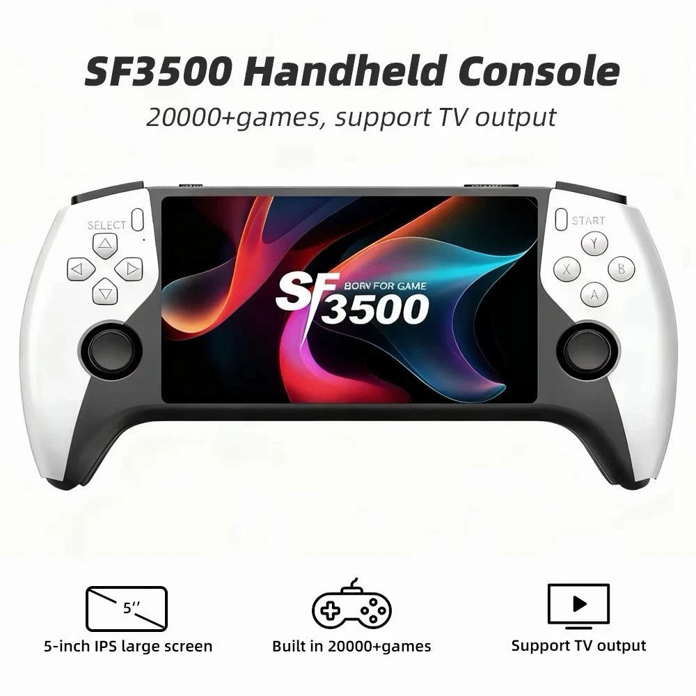 SF3500 Handheld Game Console 5" IPS Screen HDMI TV Output White/Black