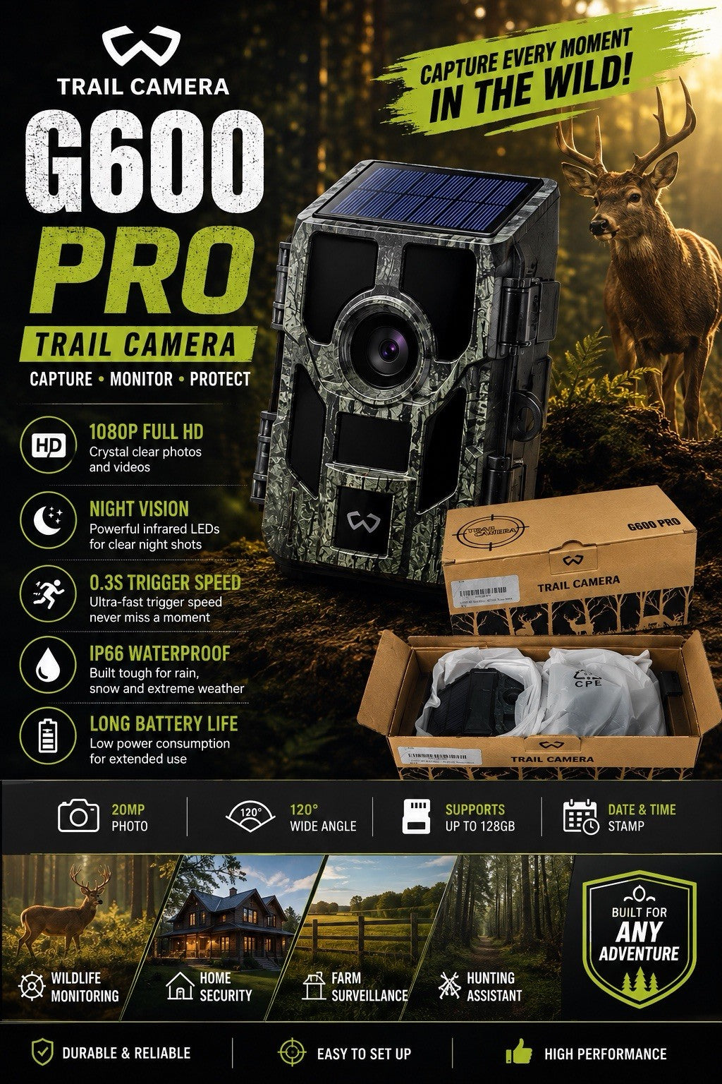 New Givmo G600 Pro Solar Trail Camera.