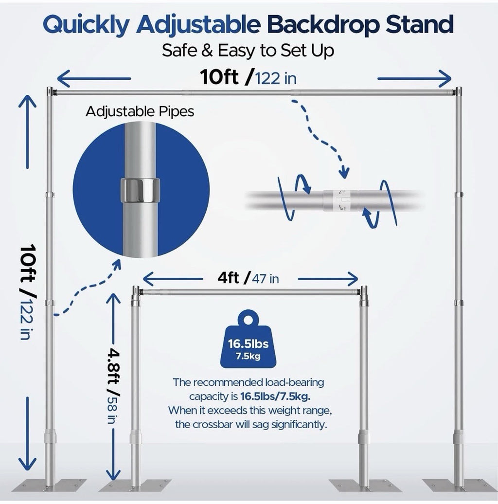 Heavy Duty Backdrop Stand 10X10Ft, Pipe and Drape Background Stand