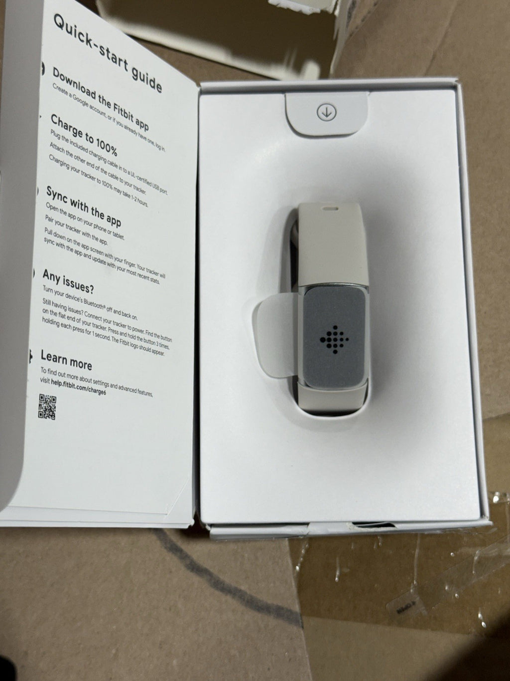 Fitbit Charge 6 Porcelain/Silver - New Tracker - Open Box / Damaged Packaging