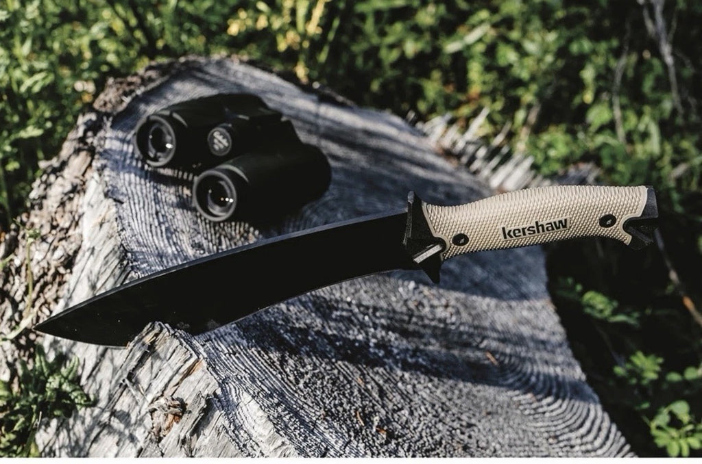 Kershaw Camp 10 - Tan Machete, Fixed Blade Knife, 10-in. 65Mn Carbon Steel Bl...