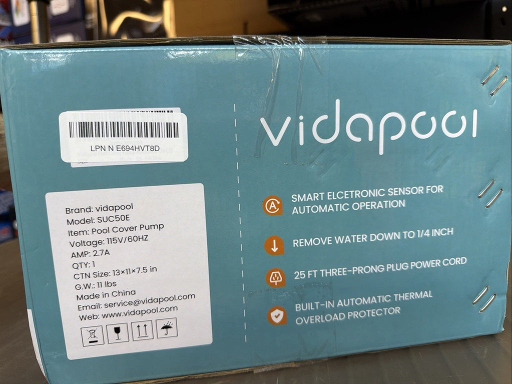 Vidapool Pool Cover Pump 1/2 HP Submersible Pump - 2169 GPH