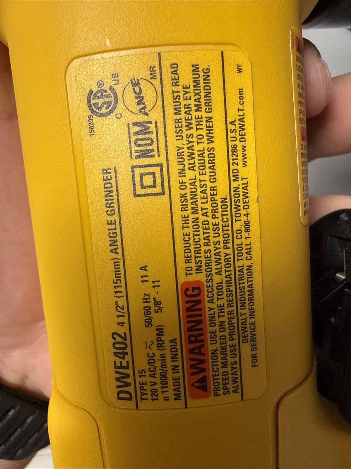 DEWALT 4.5 In. Small Angle Paddle Switch Grinder with Brake and No-Lock...