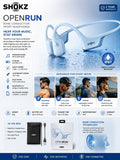 Shokz OpenRun Bone Conduction Bluetooth Sport Headphones Blue Waterproof