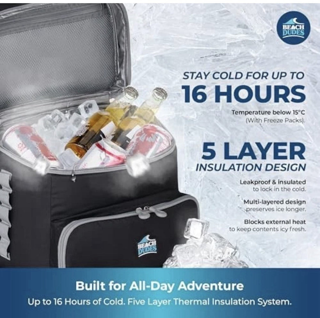 35-Can Cooler Backpack - 24 Hour Leakproof Soft Cooler | Heavy PHANTOM BLACK