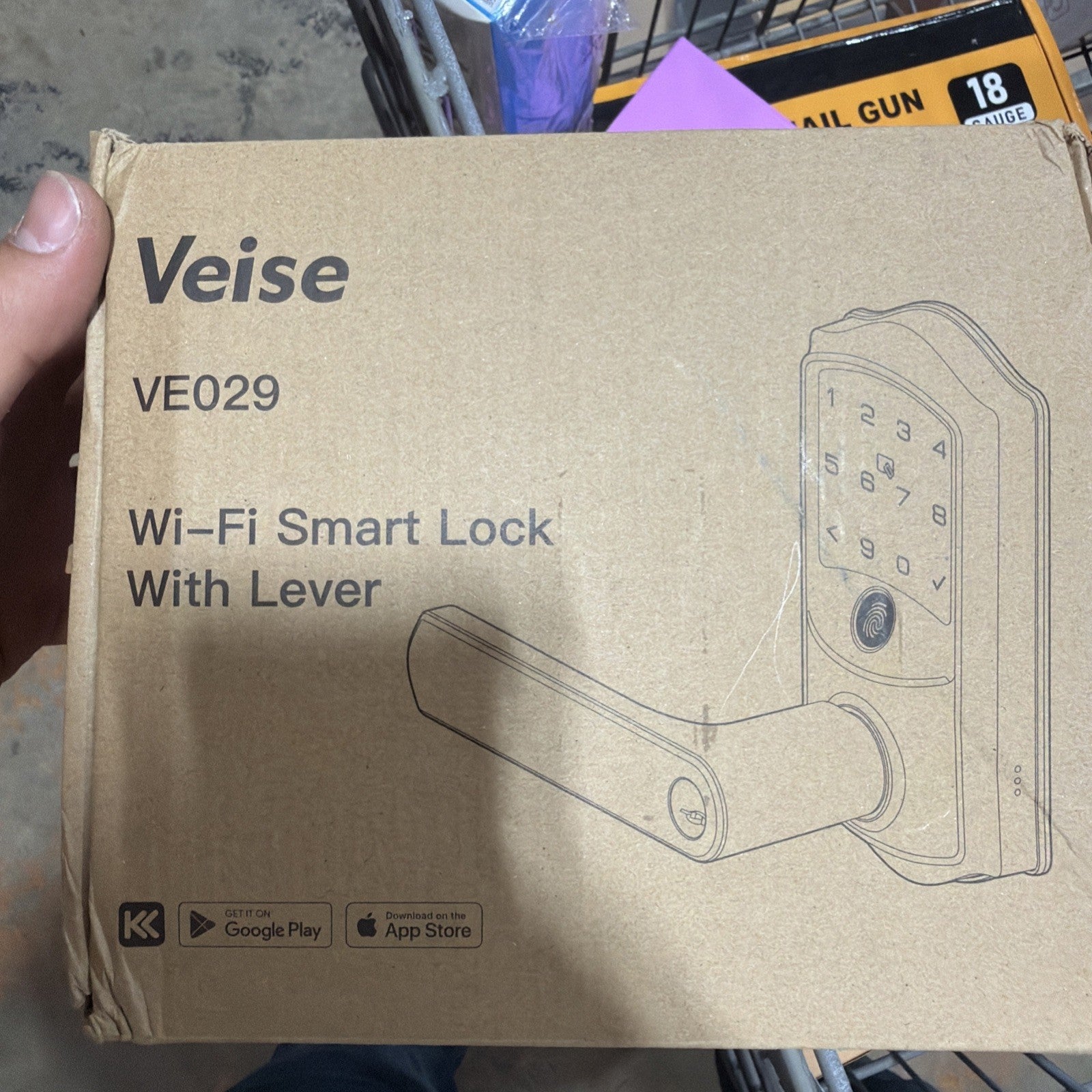 Veise VE029 WiFi Smart Lever Lock, Fingerprint Keyless Entry Door - Matte Black