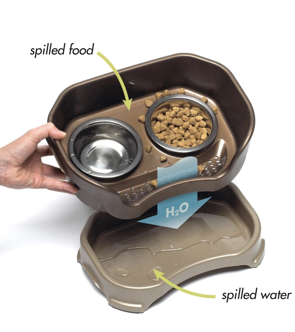 Neater Feeder Deluxe Medium Dog (Bronze) - The Mess Proof Elevated Bowls No Slip