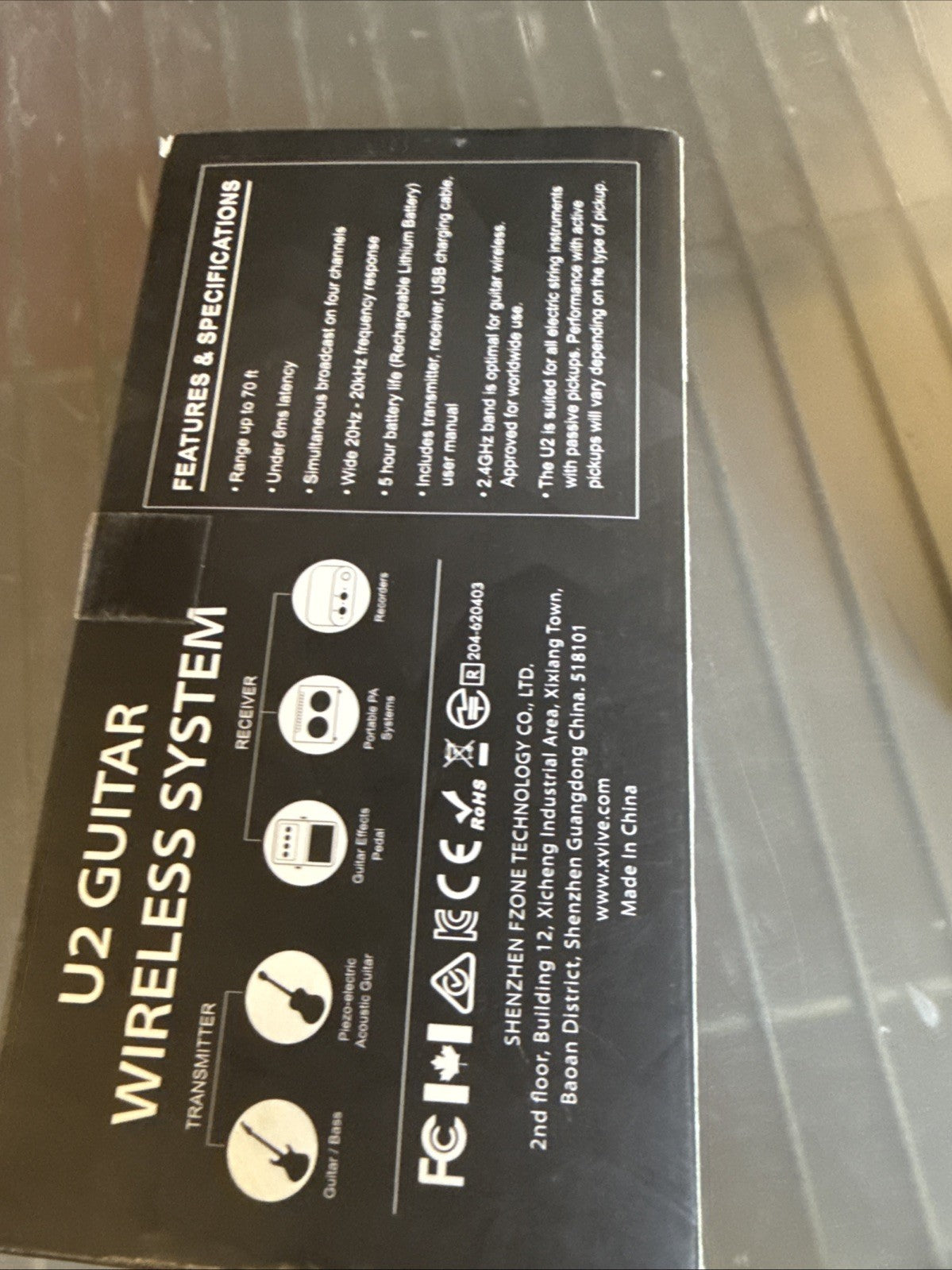 Xvive X-Vibe Wireless Guitar System Xv-U2 Black 6946042200128 XV-U2/BK