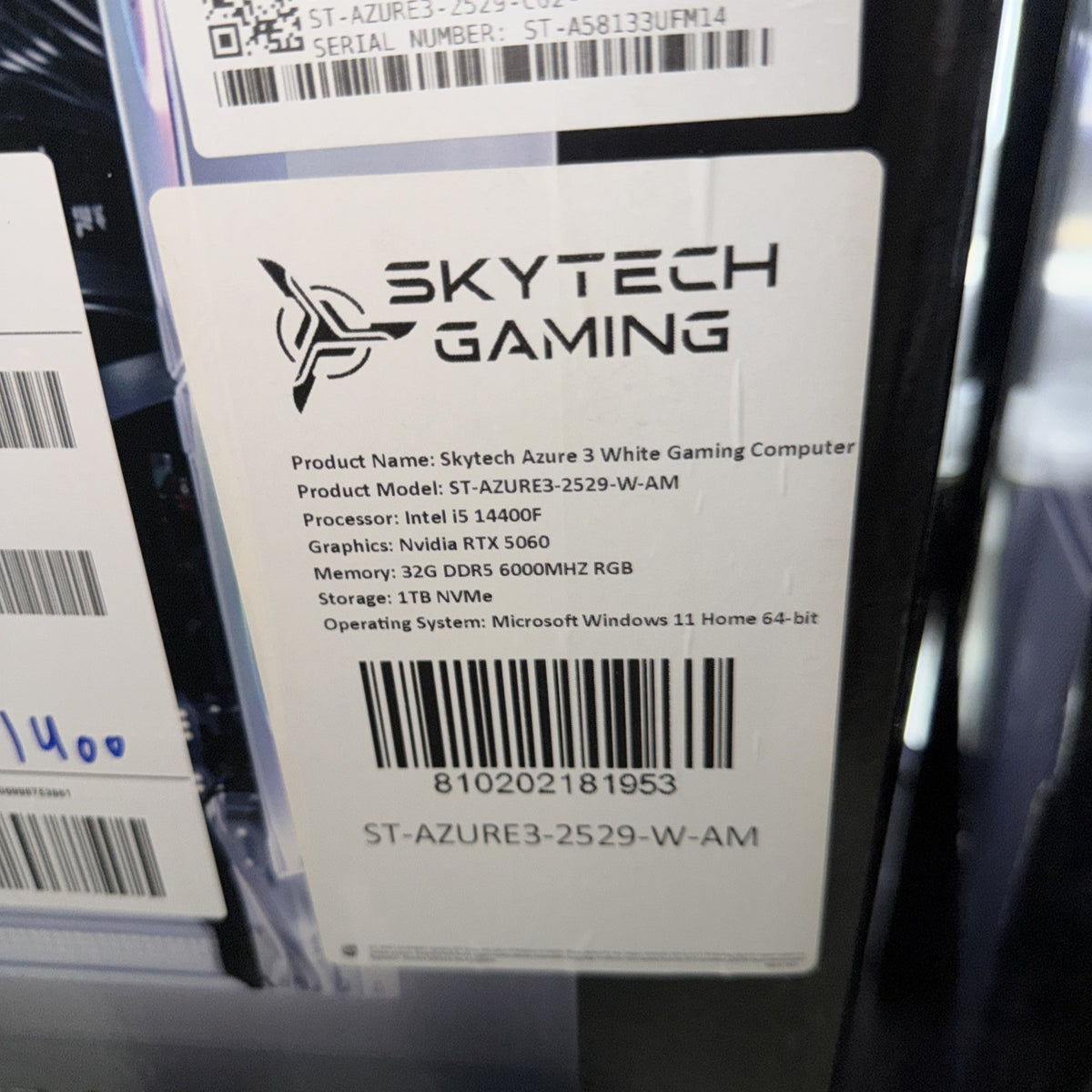 6 Skytech Azure 3 Gaming PC Ryzen 5 5500 RTX 3050 16GB 1TB SSD White