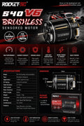 RocketRC 540 V6 Brushless Sensored Motor for 1/10 RC Cars High Performance