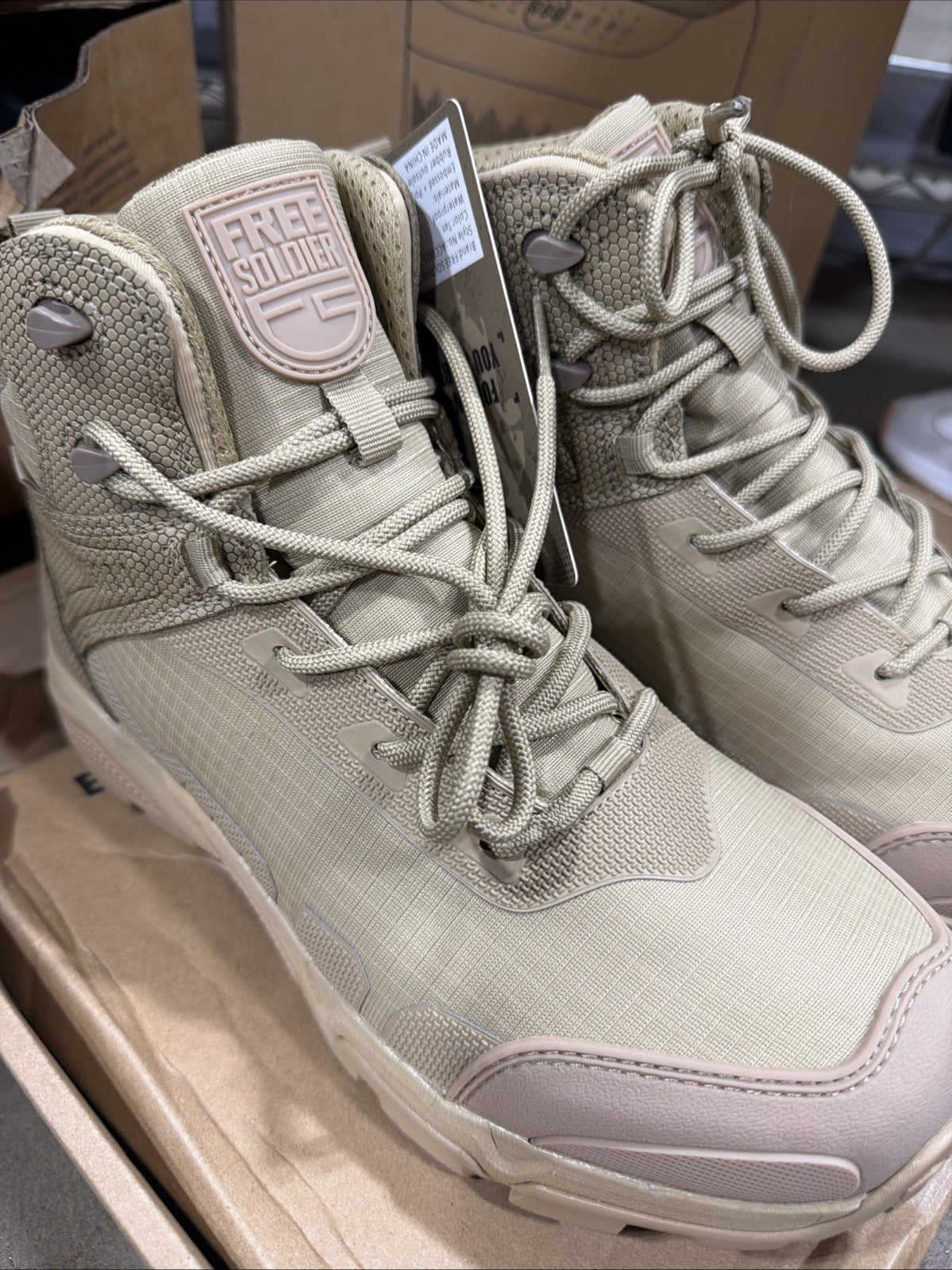 Free Soldier Men's Tactical Boots Beige Solid Insulated Water ProfUS Us9w,42EUR