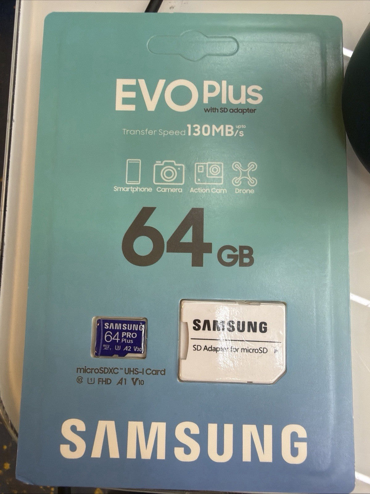 Samsung EVO PLUS 64GB  Transfer Speed 130MB/s microSDXC micro SD adapter MicroSD