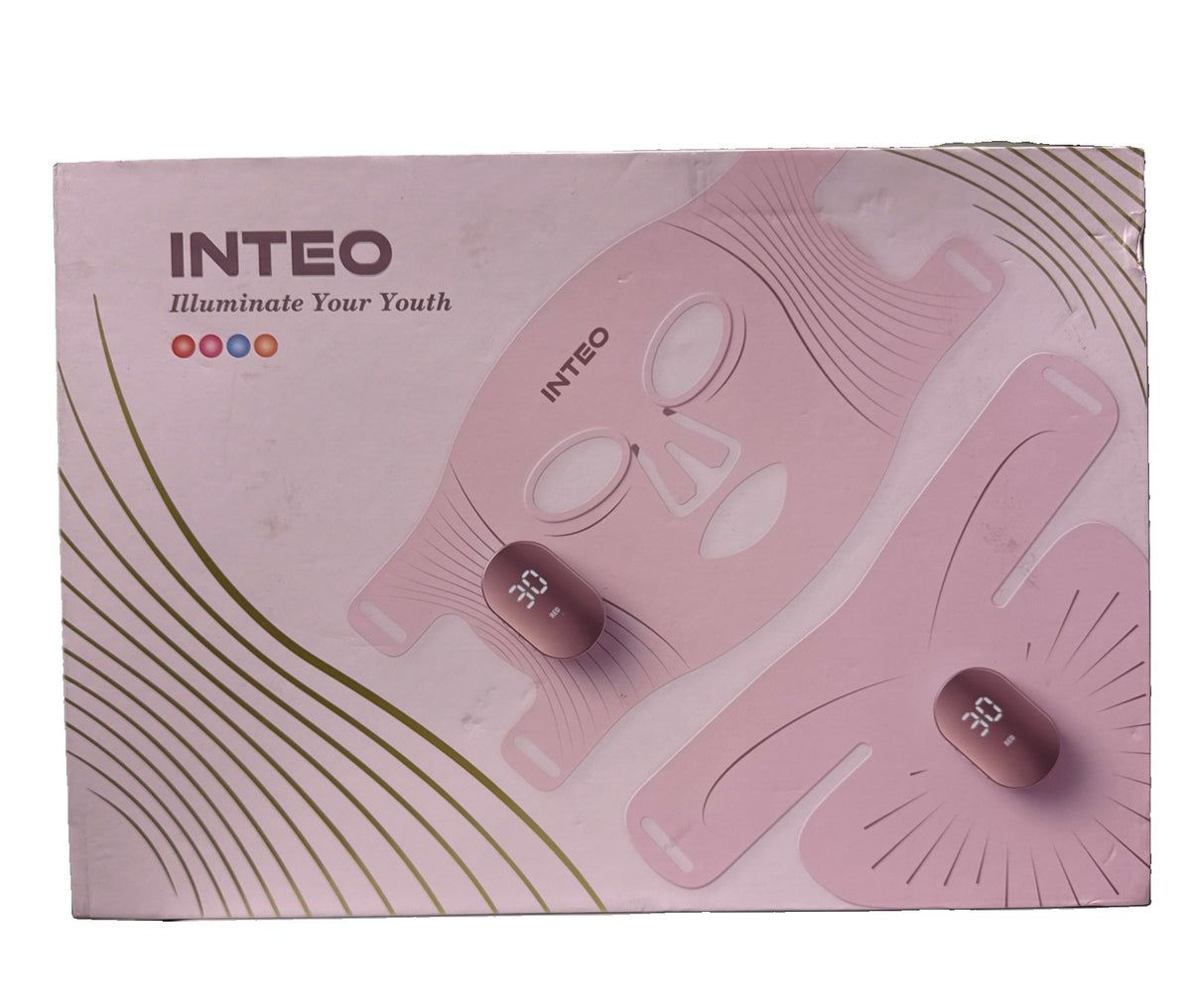 Red Light Therapy Mask for Face & Neck, 850nm NIR & 660nm LED, 4 Pink