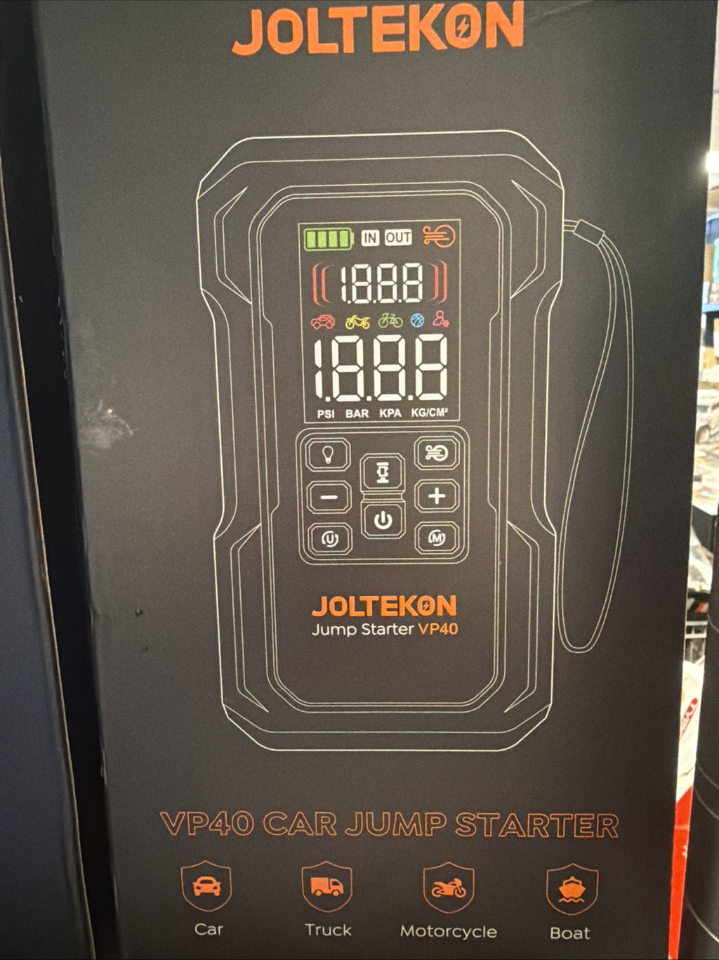 JOLTEKON Car, Truck , Motorcycle ,Boat Battery Jump Starter VP40 Air Compressors