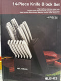 HELAOBAN 14 Pc Kitchen Knife Block Set High Carbon Stainless Steel HLB-K3 NEW