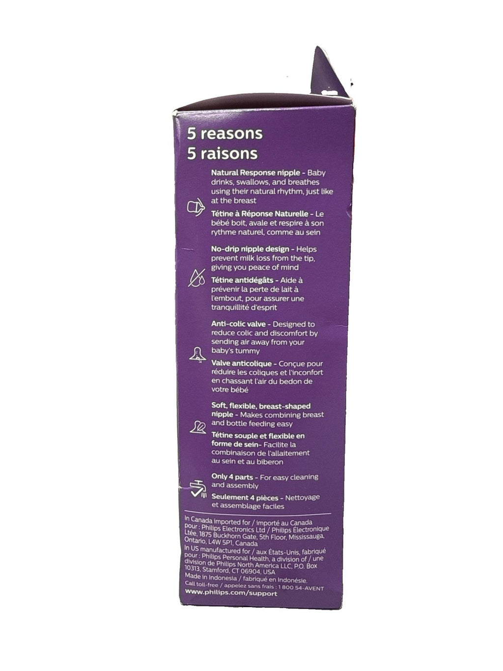 Philips Avent Natural Response Baby Bottles 4 Pack 9oz Clear SCY903/04 BPA-Free