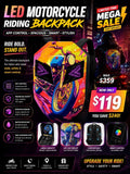 LED Motorcycle Riding Backpack APP Control Spacious