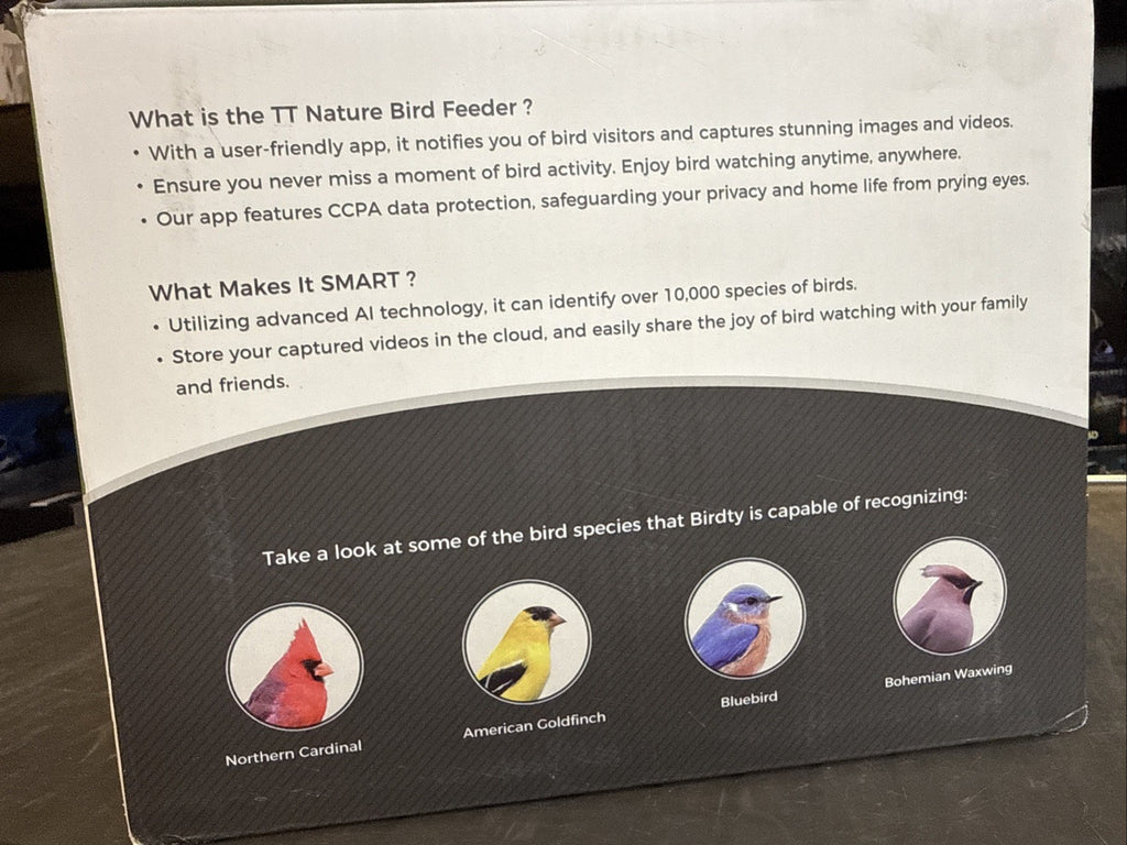 NIB TT Nature Bird Feeder with Camera – 3L Smart with AI Recognition