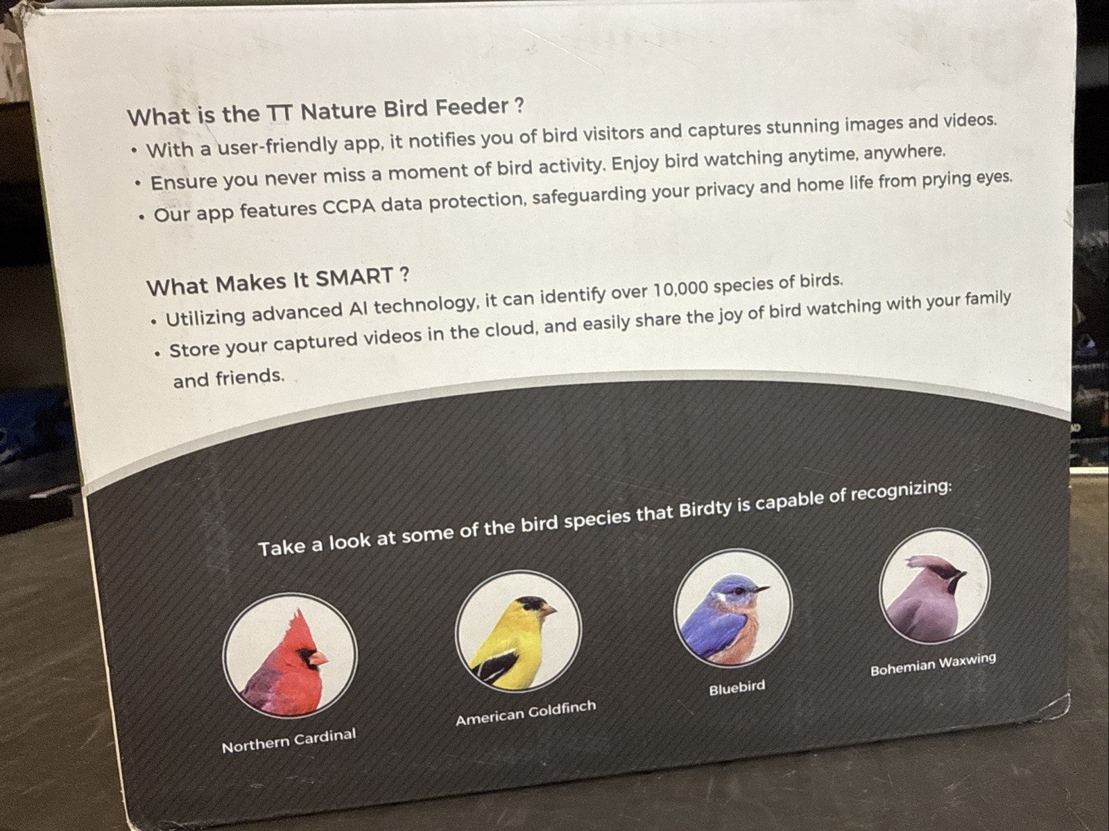 NIB TT Nature Bird Feeder with Camera – 3L Smart with AI Recognition