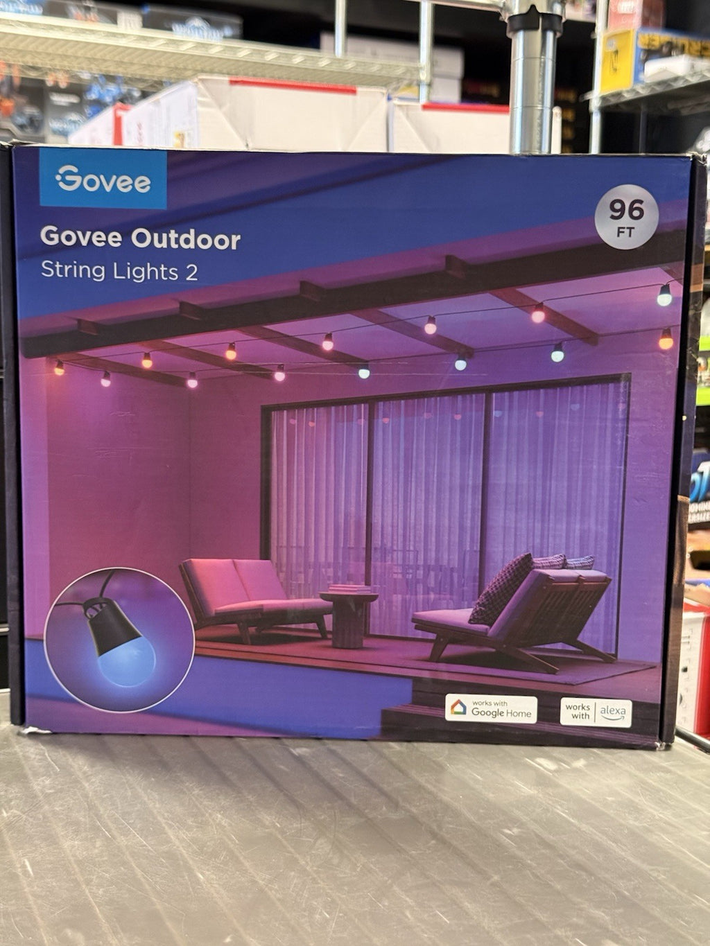 Govee Outdoor String Lights 2 96 ft RGBIC Smart App/Voice IP65 H7038