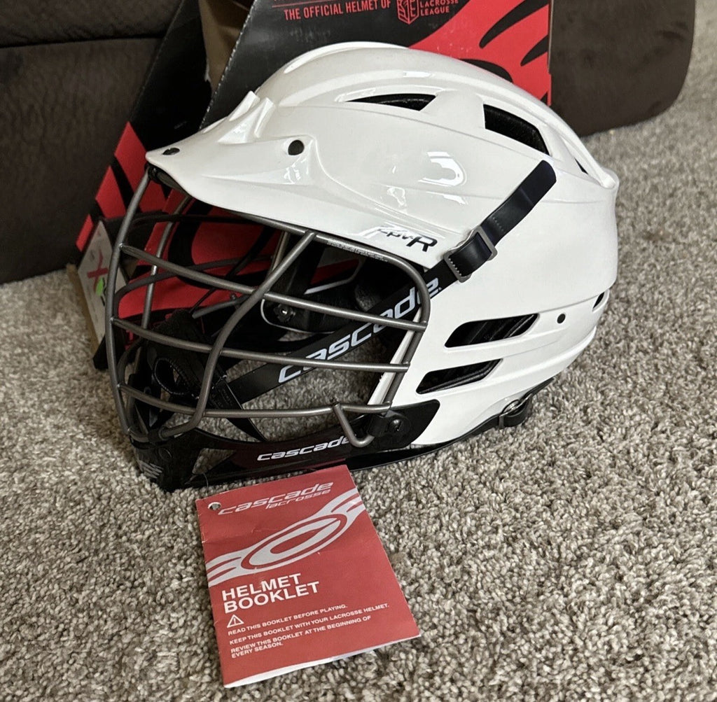 NEW Cascade CPV-R Chrome White Black Lacrosse Helmet Black Face Mask Size S/M