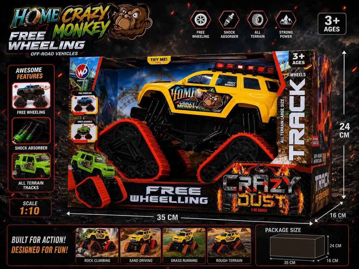 1:10 Off-Road Tracked Monster Truck with Shock Absorbers & All-Terrain Tracks