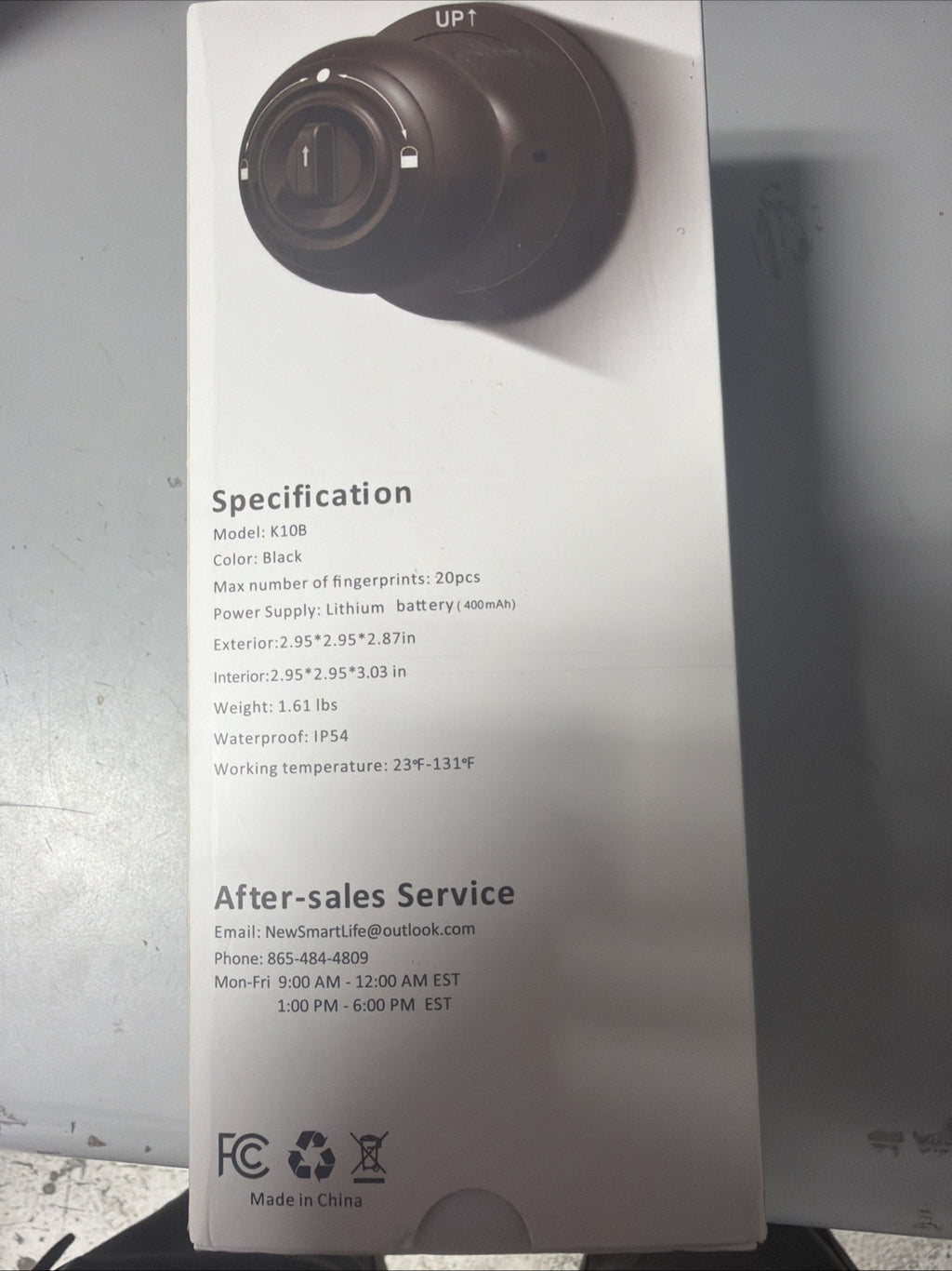 KLLOQUE K10B Smart Knob Lock Black, Fingerprint Access, App Compatible