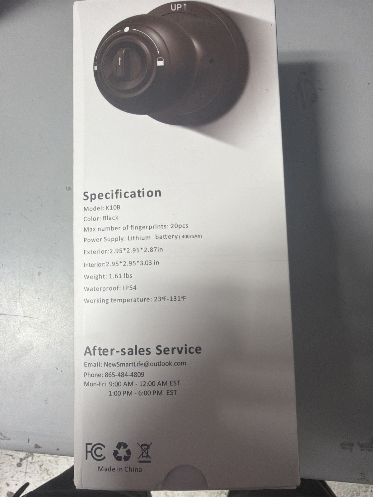 KLLOQUE K10B Smart Knob Lock Black, Fingerprint Access, App Compatible