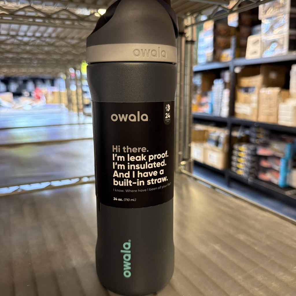 New Owala "Off the Grid" 24oz Free Sip w/Boot Steel Gray Stainless Water Bottle