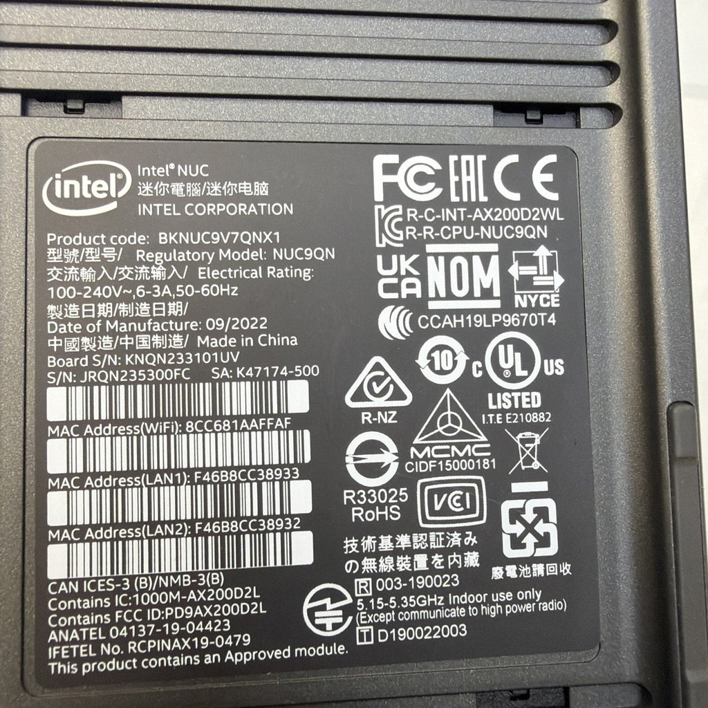 intel nuv corporation bknuc9v7qnx1