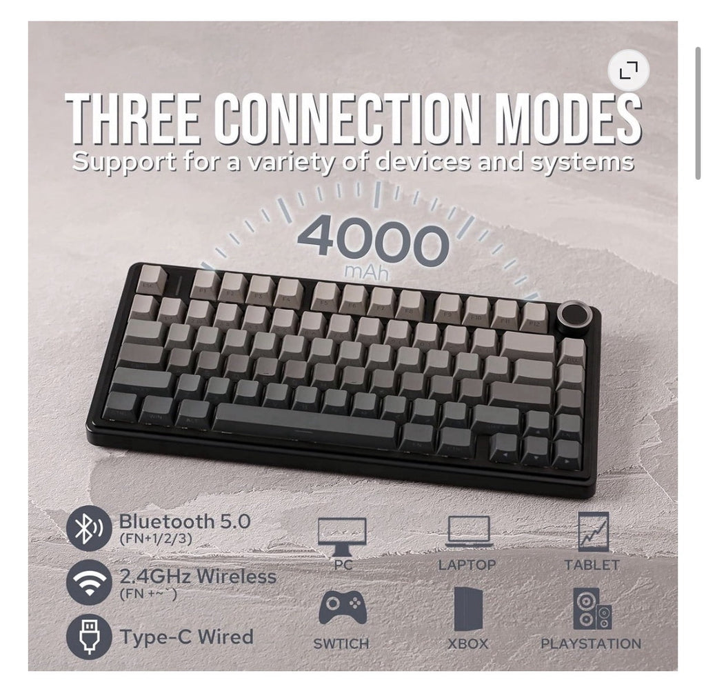AULA F75 Wireless Gaming Keyboard Mechanical Tri-Mode RGB Backlit NEW SEALED