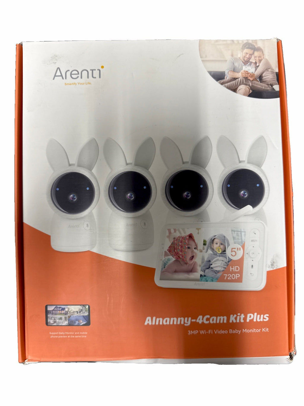 ARENTI Split-Screen Baby Monitor, 5" HD Video Baby Monitor with 4 Cameras