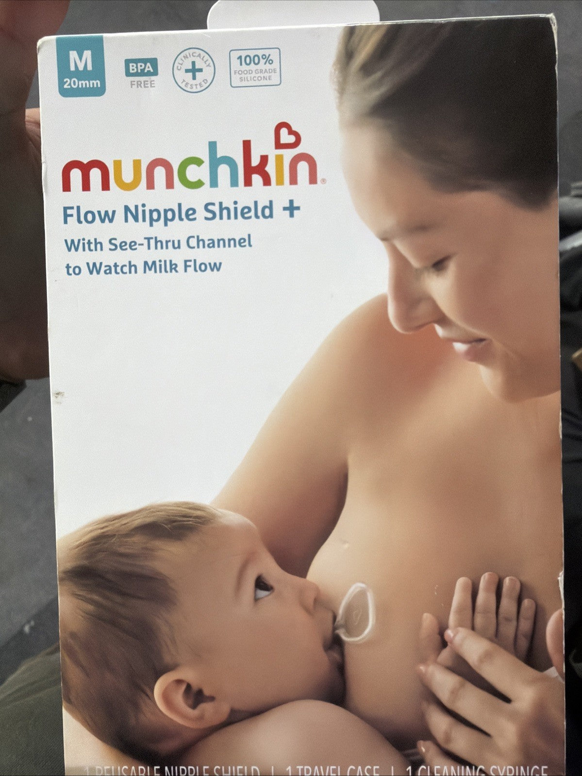 Munchkin Flow Nipple Shield w/ See Thru Channel to Watch Milk Flow Medium 20mm
