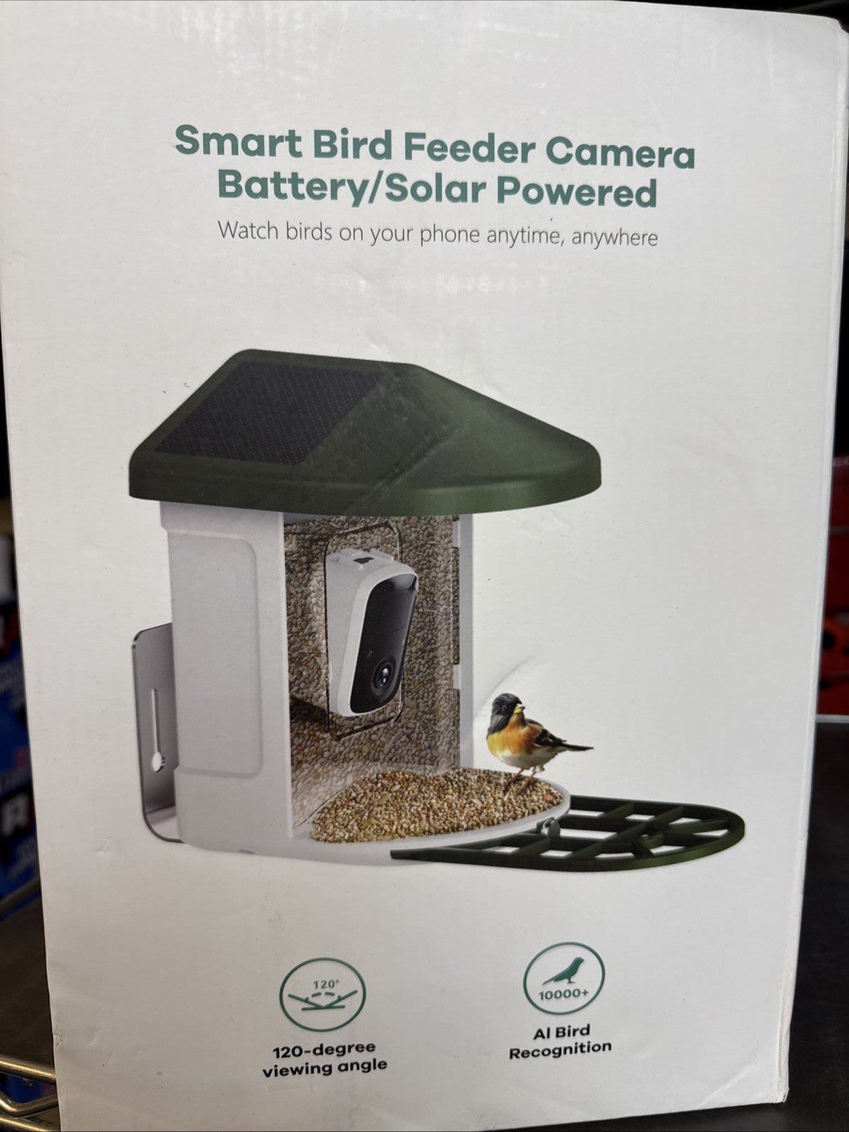 Smart Birds Feeder Camera Battery and Solar Powered with AI Recognition, HD Vide