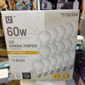 8W A19 E26 LED Light Bulbs 60 Watt Equivalent 2700K Soft White 16 Pack DIMMABLE