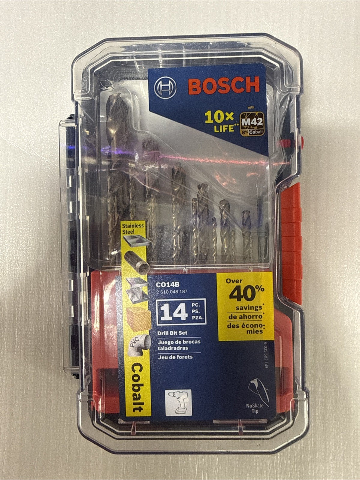 BOSCH CO14B 14-Piece Cobalt Drill Bit Set with Included Case - M42 Metal Drill B