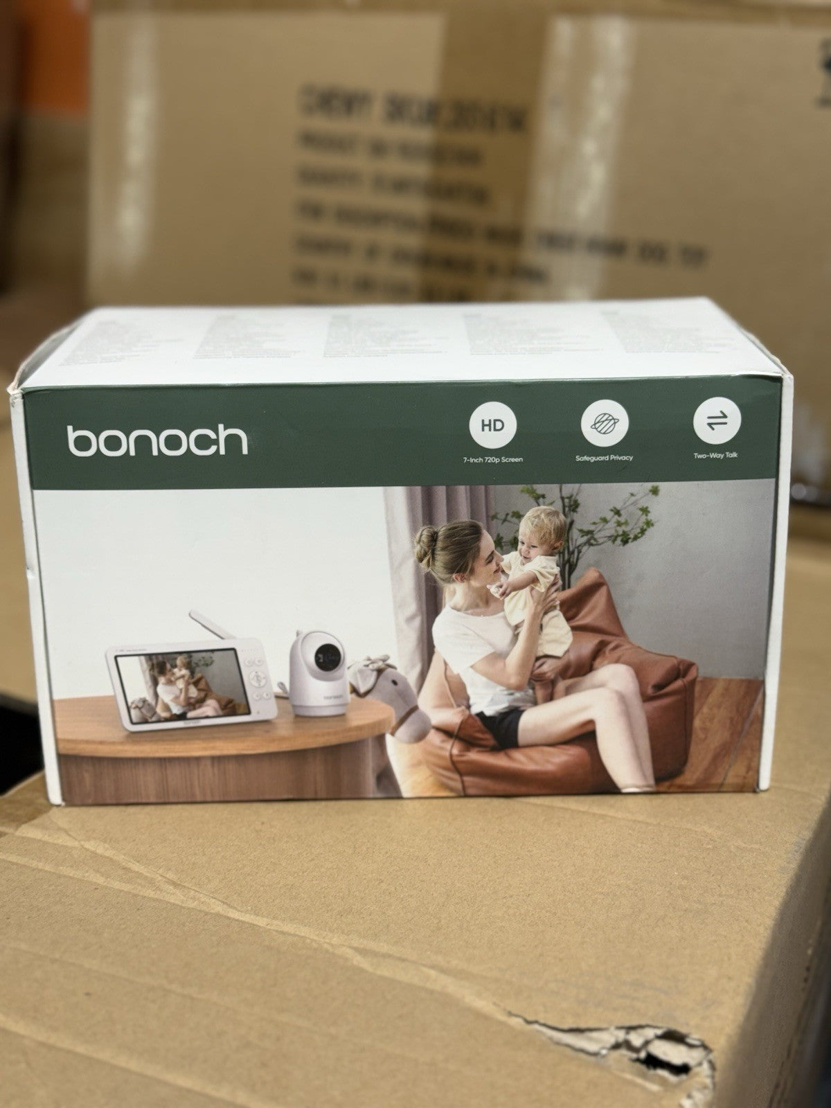 bonoch 7" Baby Monitor with Camera and Audio, Upgraded 1080P HD MegaView No WiFi