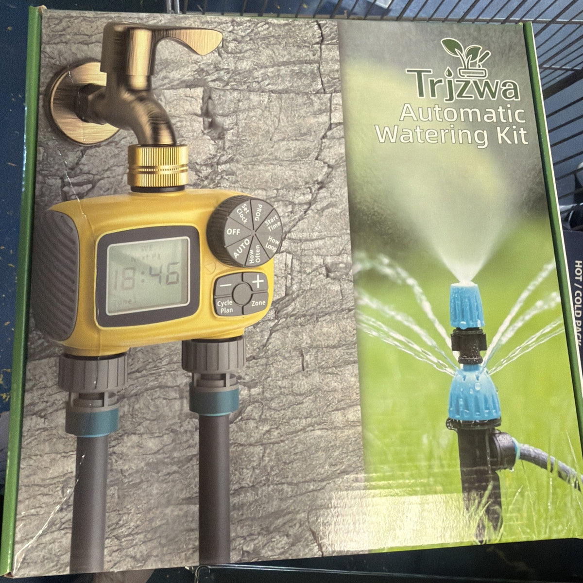 Trjzwa 172' Drip Irrigation System Kit 2 Zone Water Timer 1/2"High-Flow Mainline