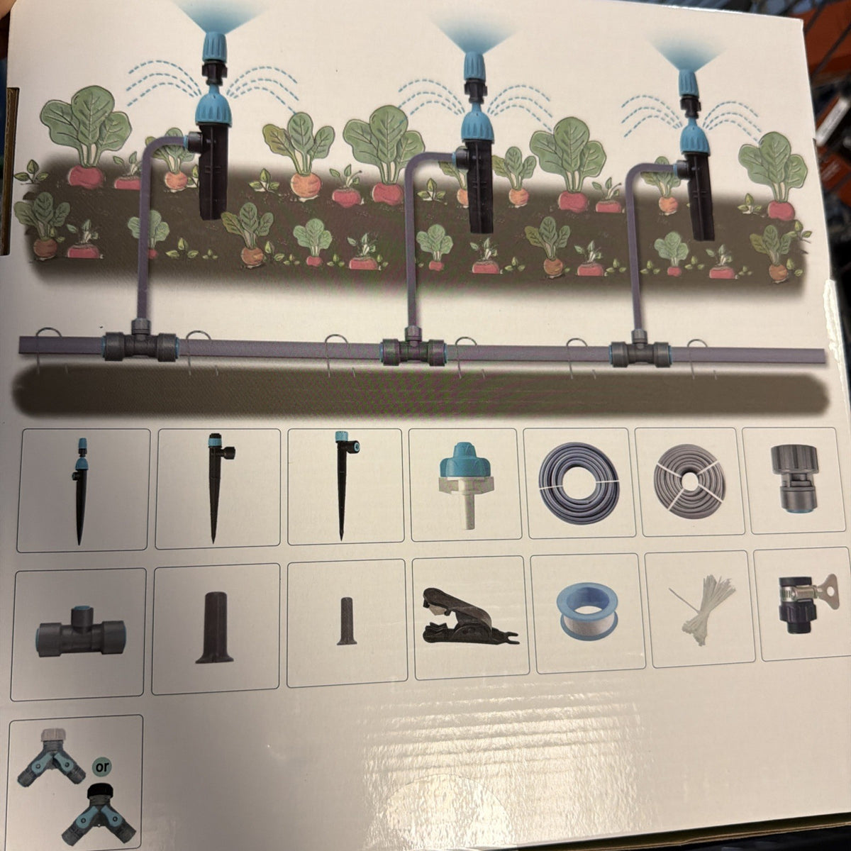 Trjzwa 172' Drip Irrigation System Kit 2 Zone Water Timer 1/2"High-Flow Mainline