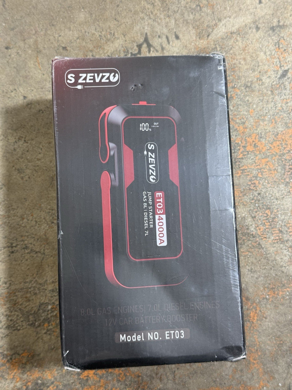 S ZEVZO ET03 Jump Starter 8.0L Gas 7.0L Diesel Battery Booster