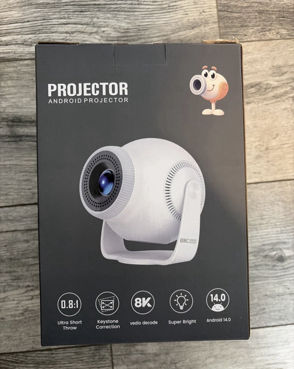 Smart Mini Projector with Android 14 OS, 1080P/4K/8K Video Decoding, WiFi 6 &...