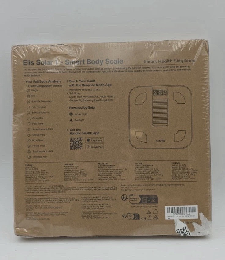 RENPHO Smart Scale for Body Weight, 8Electrode Body Composition Scale Elis Solar