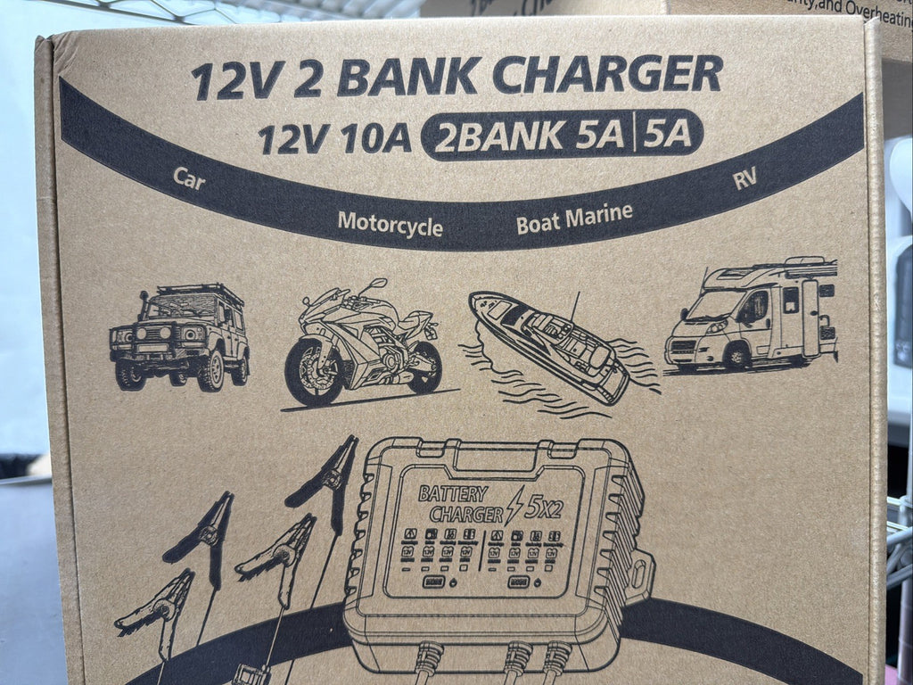2 Bank Marine Battery Charger (5x2) 12V 2 Bank Charger 12V 10A 2Bank 5A NEW