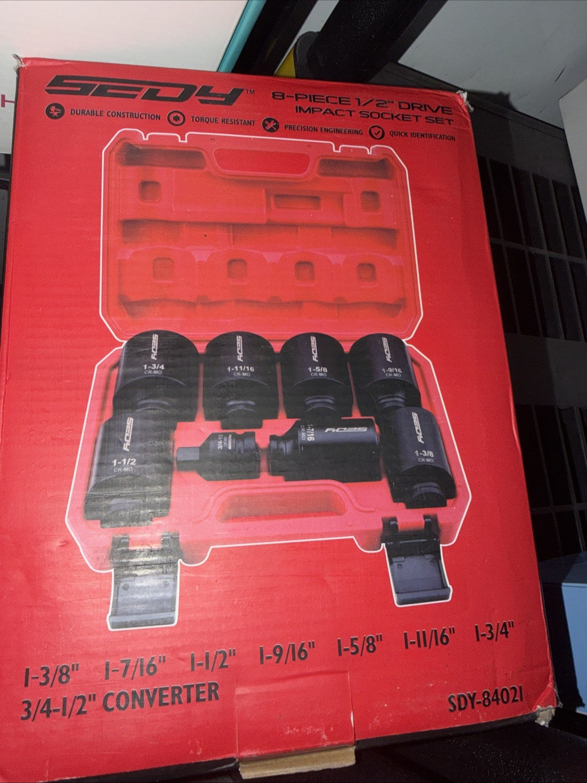 SEDY SAE Deep Impact Socket Set 8-Piece 1/2-inch Drive -New