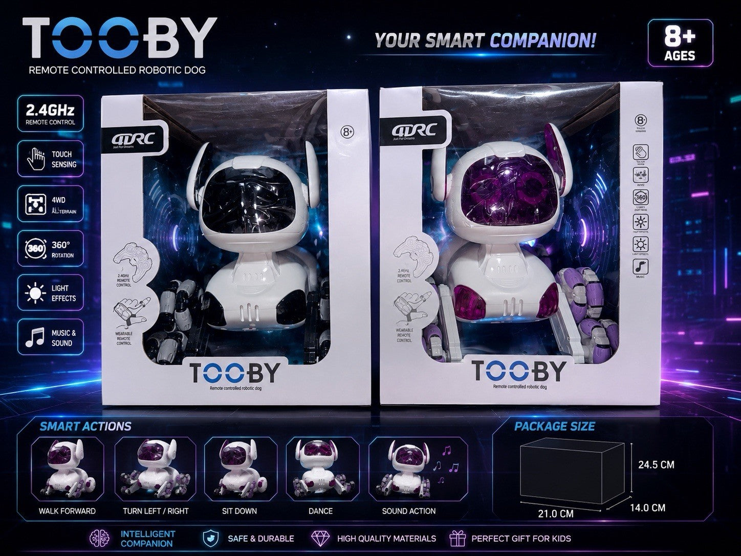 QRC TOOBY Remote Controlled Robotic Dog Toy 4D-Y9 Purple / Blue( Just One Color