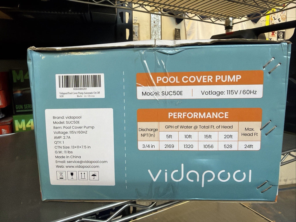 Vidapool Pool Cover Pump 1/2 HP Submersible Pump - 2169 GPH