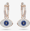 Swarovski Symbolica Hoop Earrings Evil Eye, Blue, Rose Gold-Tone Plated 5425857