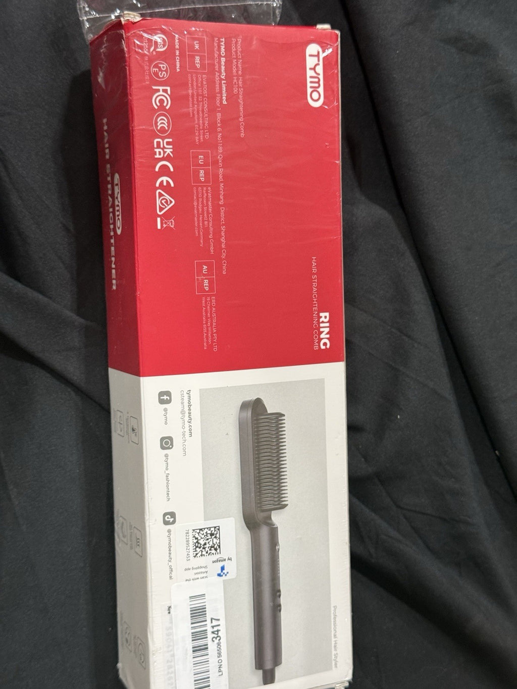NIB Hair Straightener Brush TYMO Ring Hair Straightener Comb Straightening Brush