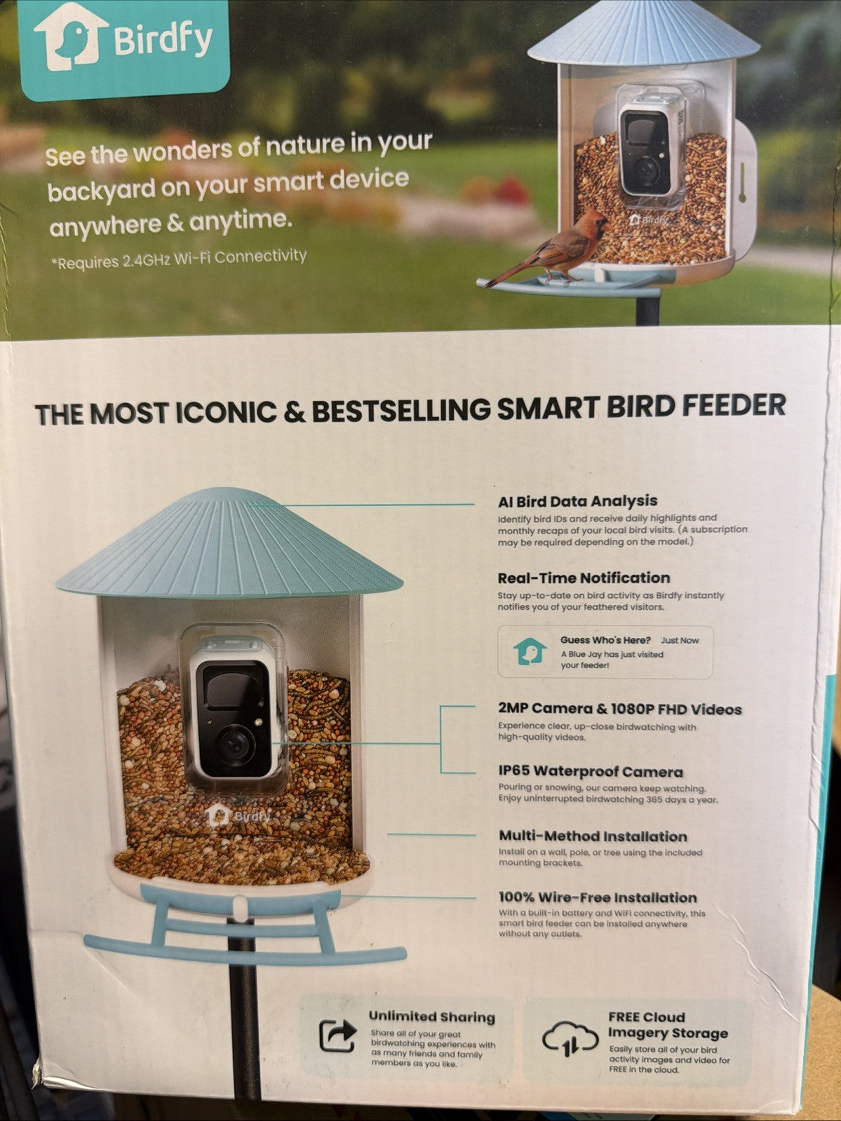 Birdfy Smart Seed Feeder with 1080P Camera AI Bird Analysis Waterproof Outdoor